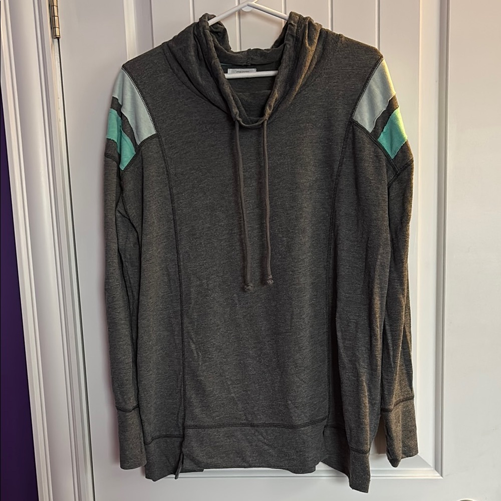 Gray Hoodie with Teal Accents
